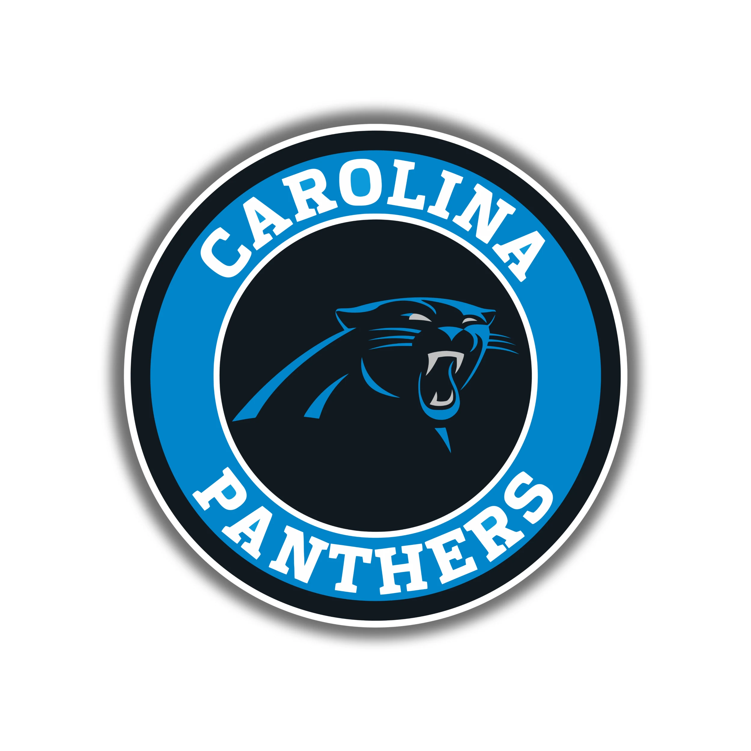 Carolina Panthers Full Color Vinyl Decal - Circle with Panther - Custom Size