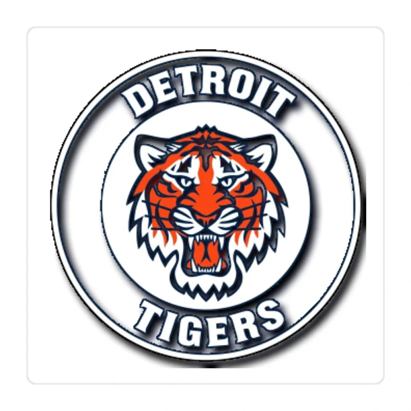Detroit Tigers - Circle With Tiger Head - Full Color Vinyl Sticker - Custom Size