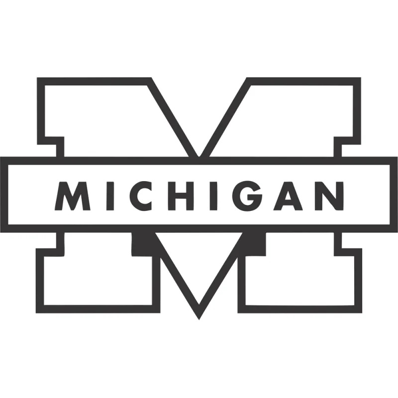 Michigan Wolverines Michigan M with lettering - Die Cut Vinyl Decal - Custom Size