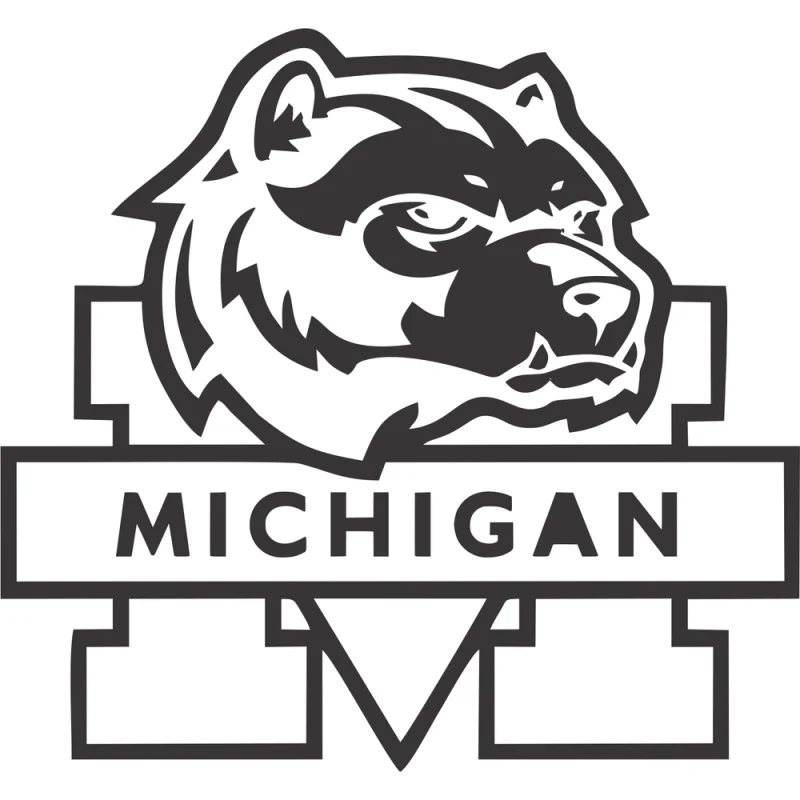 Michigan Wolverines Michigan M with Wolverine - Die Cut Vinyl Decal - Custom Size