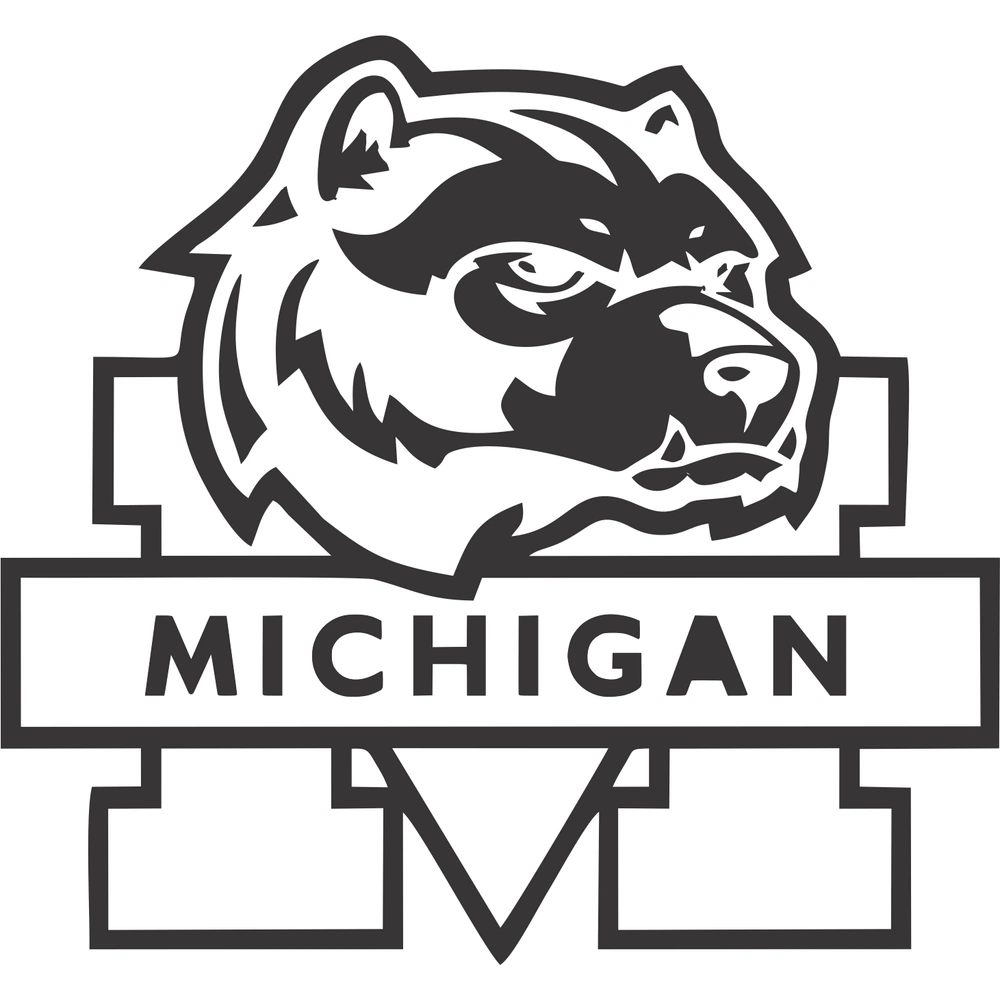 Michigan Wolverines Michigan M with Wolverine - Die Cut Vinyl Decal - Custom Size