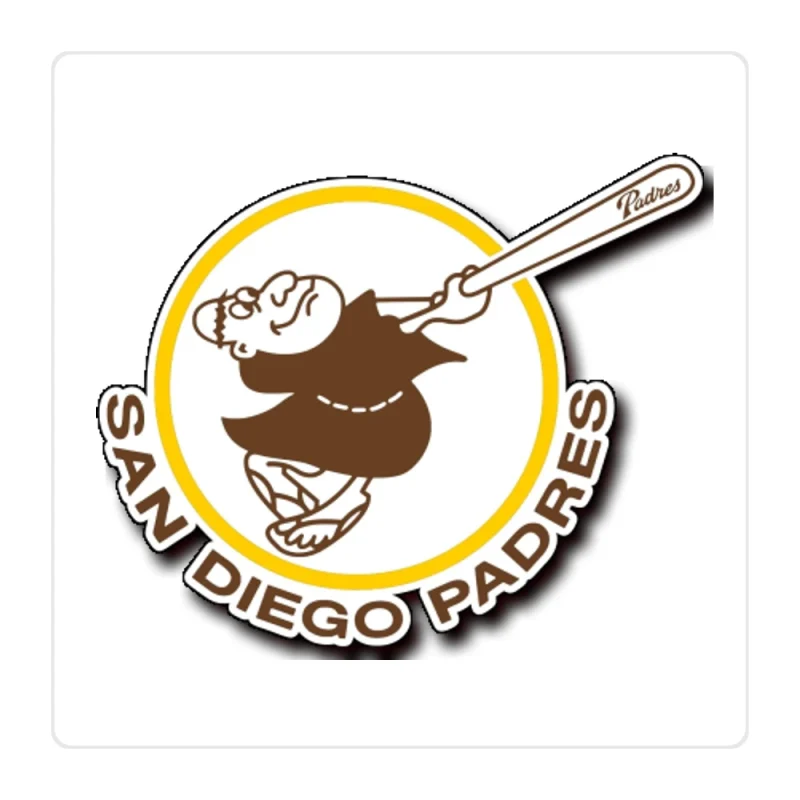San Diego Padres - Circle With Swinging Friar - Full Color Vinyl Sticker - Custom Size