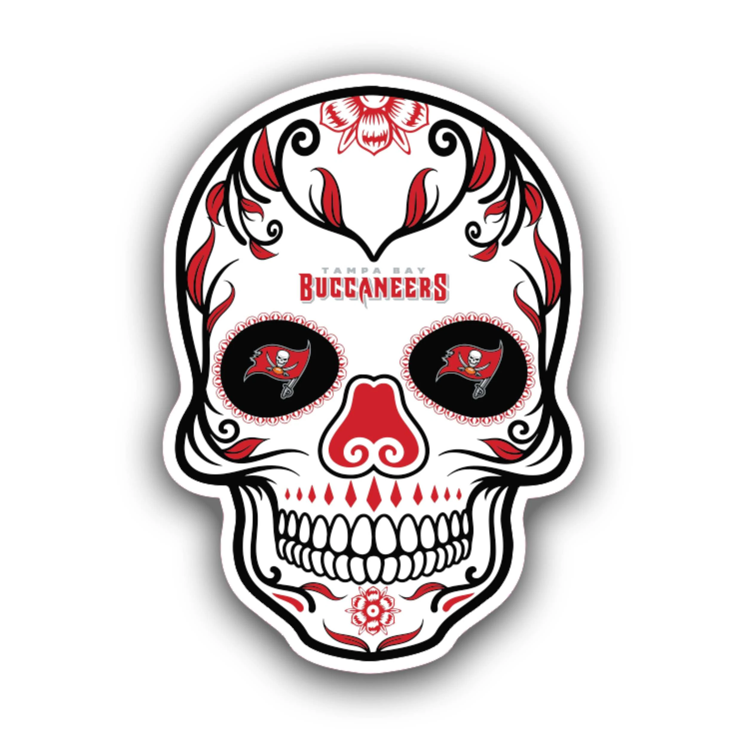Tampa Bay Buccaneers - Sugar Skull - Full Color Vinyl Sticker - Custom Size