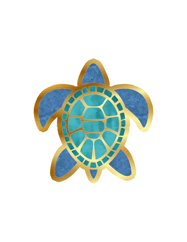 Sea turtle Gold Chrome Vinyl Sticker - Custom Size