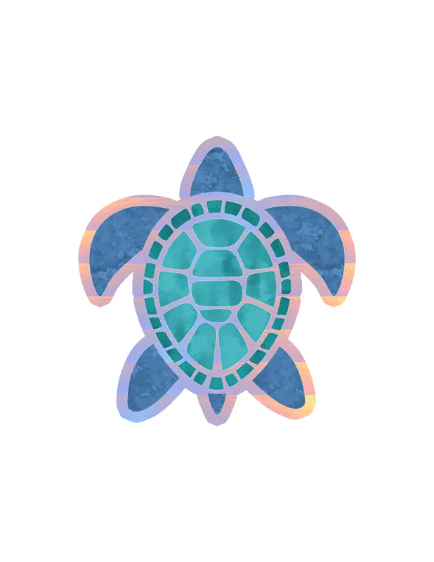 Sea turtle Holographic Vinyl Sticker - Custom Size