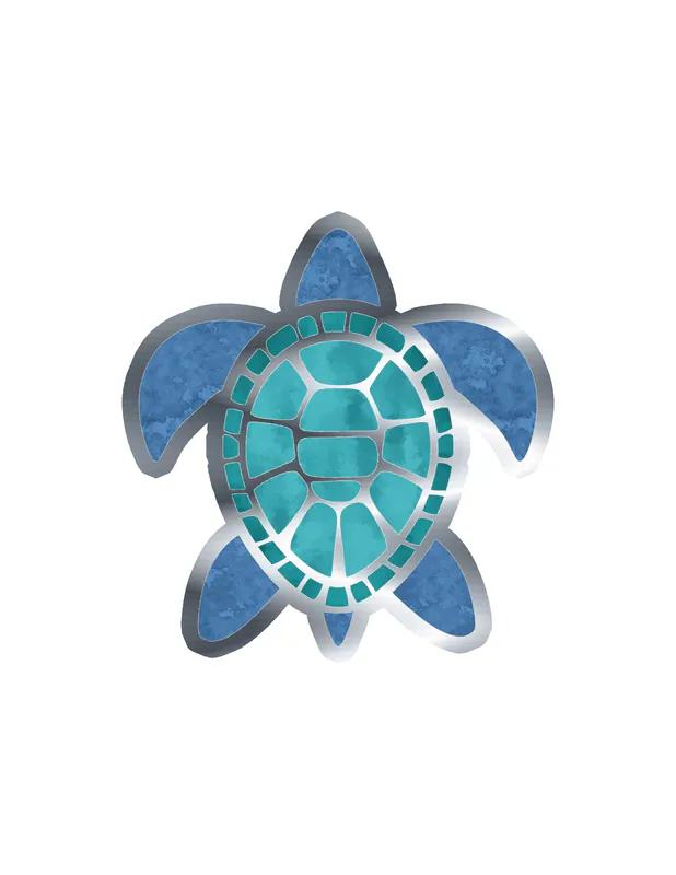 Sea turtle Silver Chrome Vinyl Sticker - Custom Size