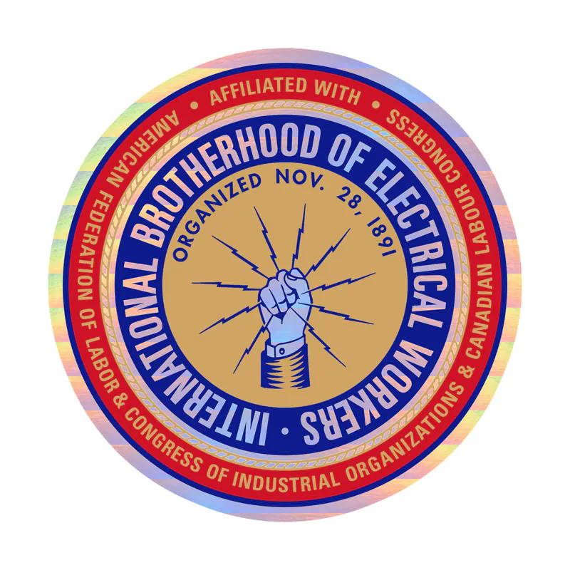 IBEW Symbol Holographic Vinyl Decal - Custom Size