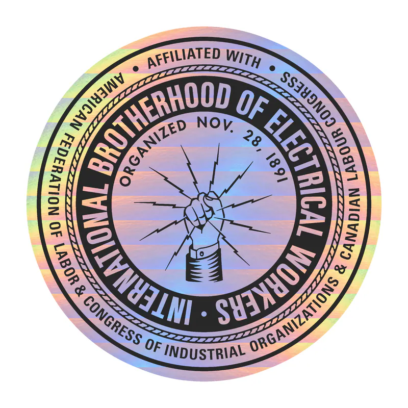 IBEW Symbol Holographic Vinyl Decal - Custom Size