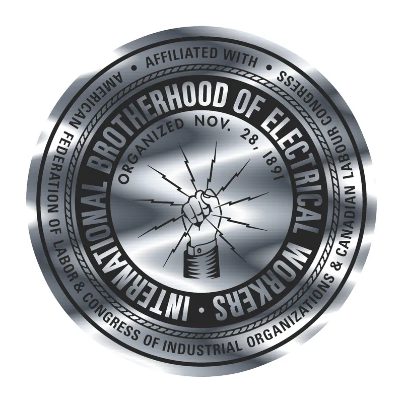 IBEW Symbol Silver Chrome Vinyl Decal - Custom Size