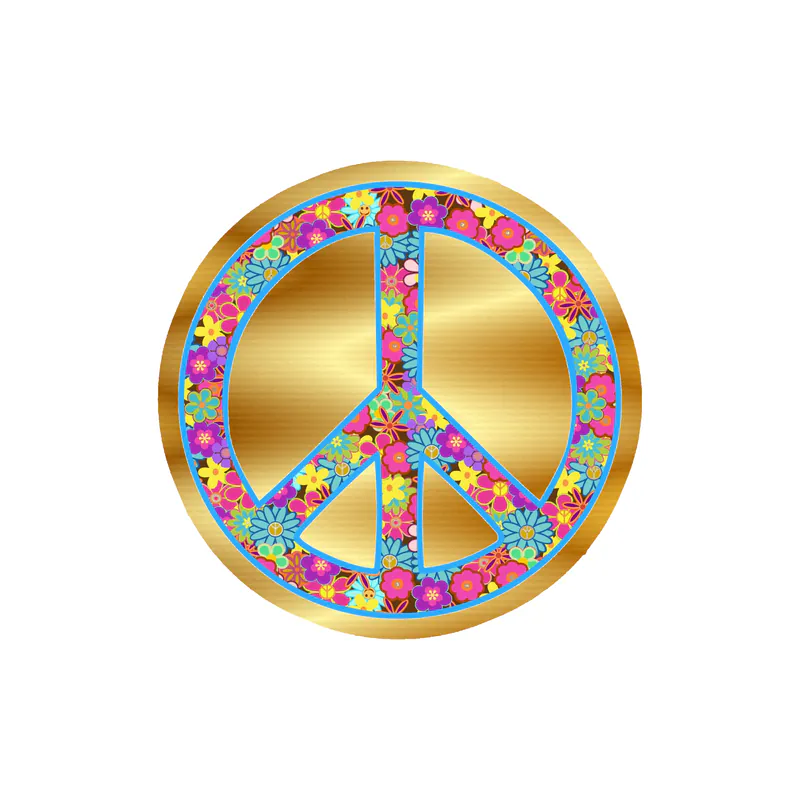 Peace Gold Chrome Vinyl Decal - Custom Size