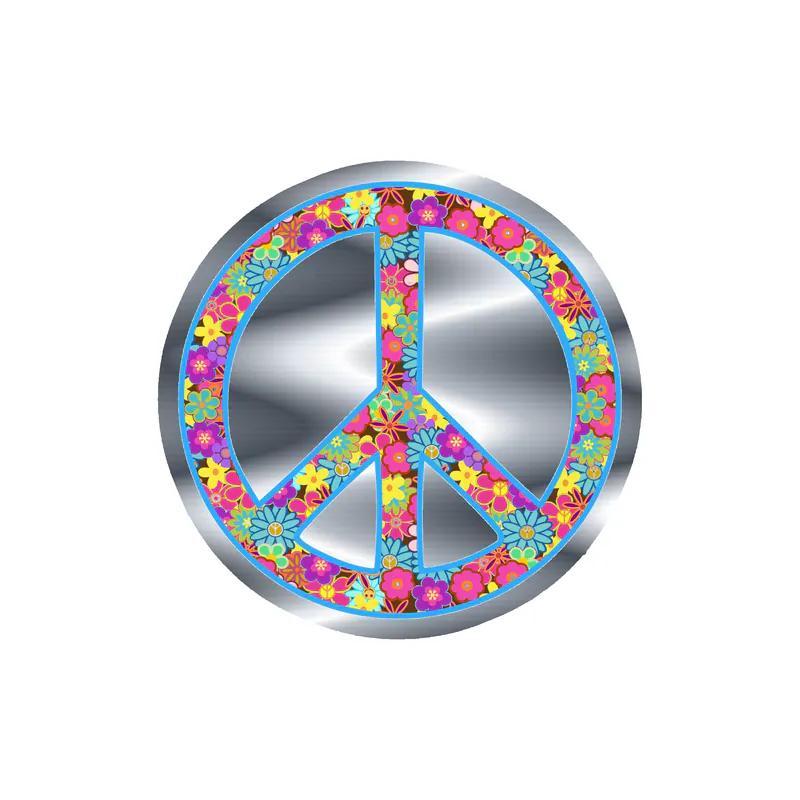 Peace Silver Chrome Vinyl Decal - Custom Size