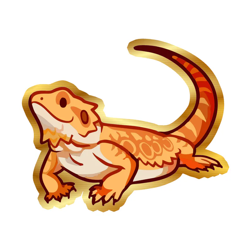 Bearded Dragon - Gold Chrome Vinyl Sticker - Custom Size