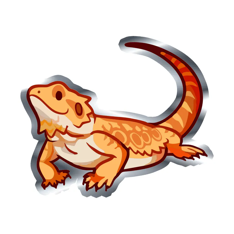 Bearded Dragon - Silver Chrome Vinyl Sticker - Custom Size