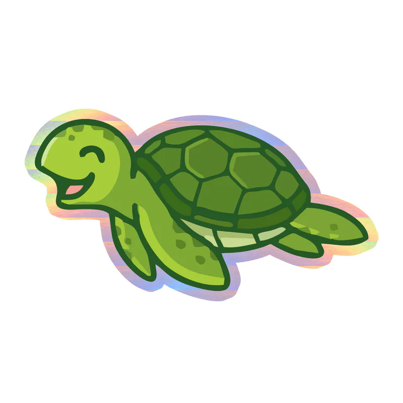 Turtle - Holographic Vinyl Sticker - Custom Size