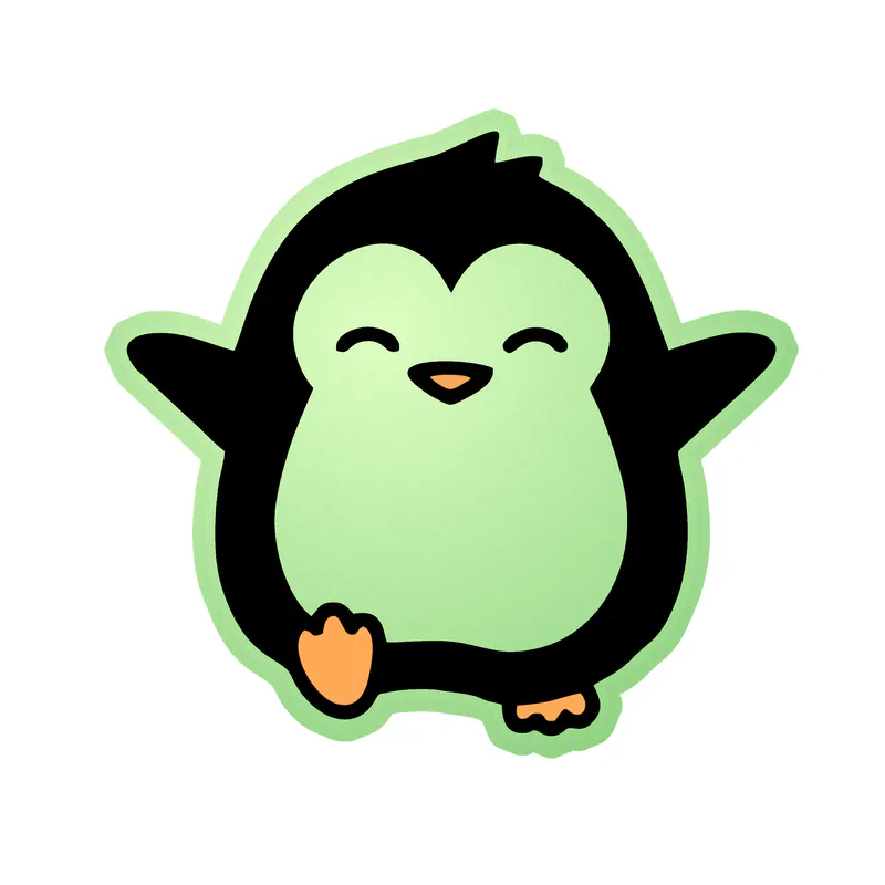 Penguin - Glow in the Dark Vinyl Sticker - Custom Size