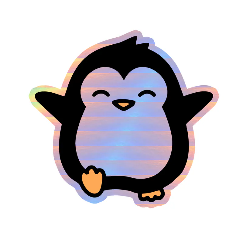 Penguin - Holographic Vinyl Sticker - Custom Size