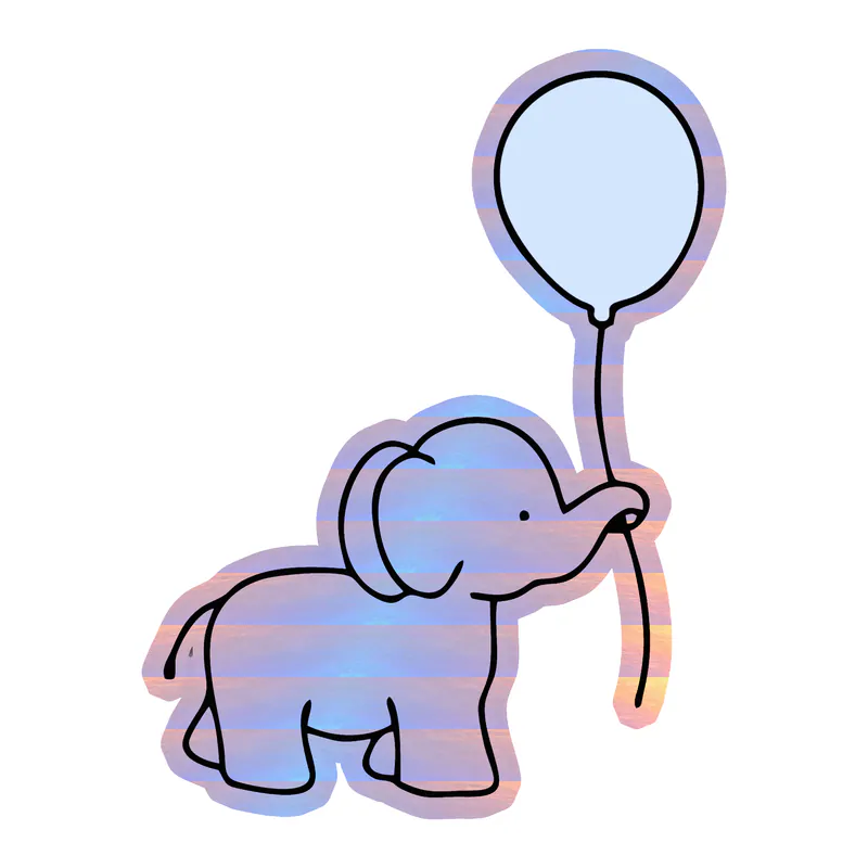 Elephant - Holographic Vinyl Sticker - Custom Size