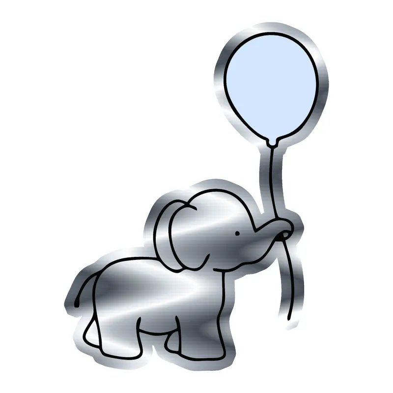Elephant - Silver Chrome Vinyl Sticker - Custom Size