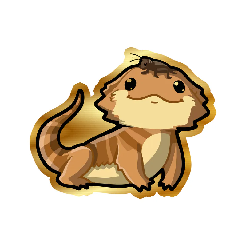 Bearded Dragon - Gold Chrome Vinyl Sticker - Custom Size