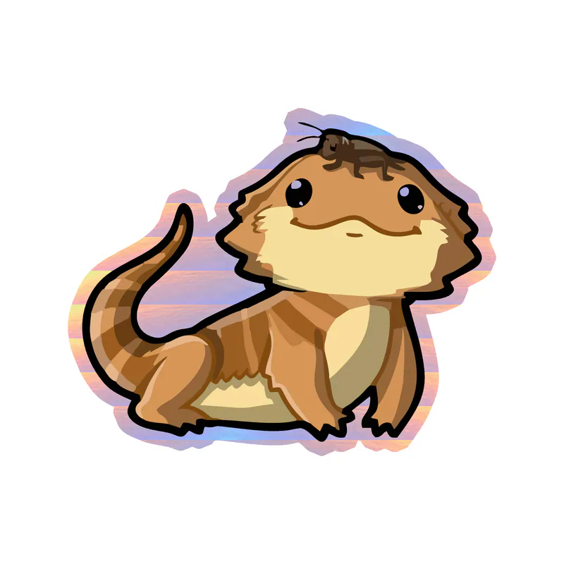Bearded Dragon - Holographic Vinyl Sticker - Custom Size