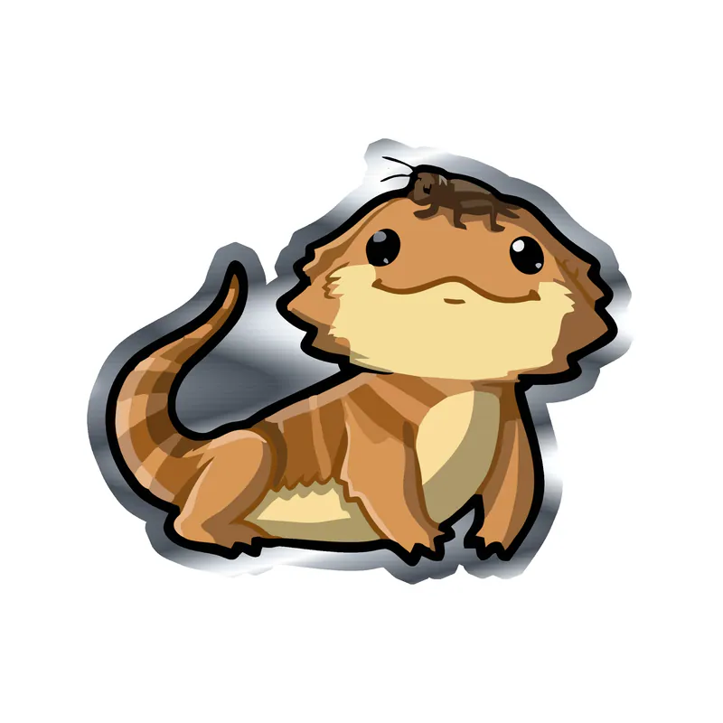 Bearded Dragon - Silver Chrome Vinyl Sticker - Custom Size