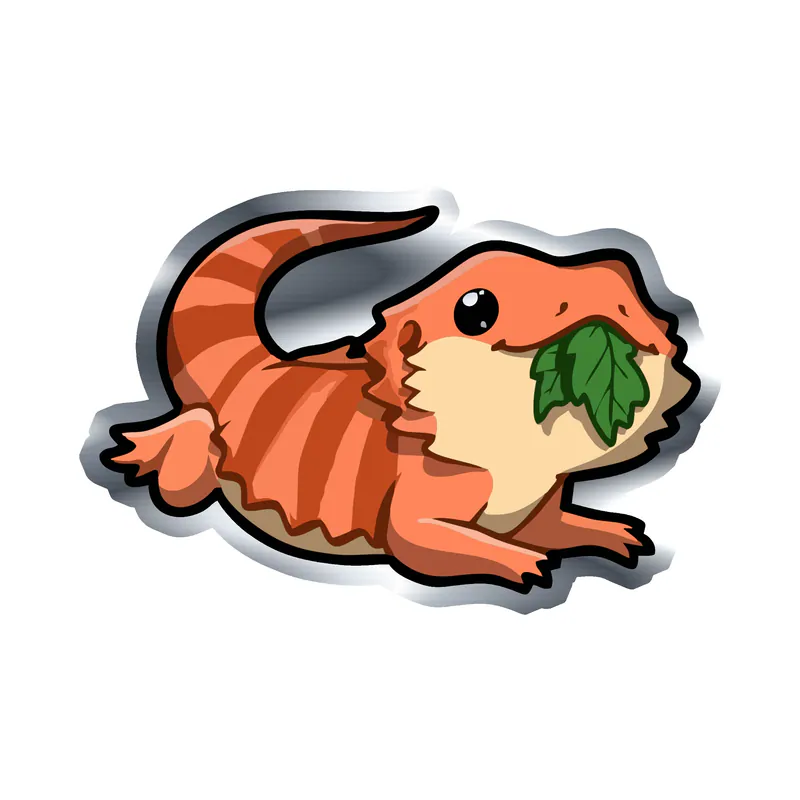 Bearded Dragon - Silver Chrome Vinyl Sticker - Custom Size