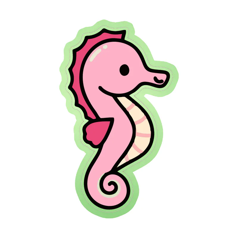 Pink Seahorse - Glow in the Dark Vinyl Sticker - Custom Size