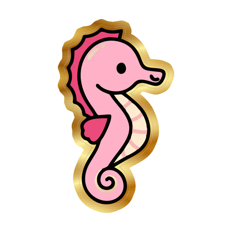 Pink Seahorse - Gold Chrome Vinyl Sticker - Custom Size