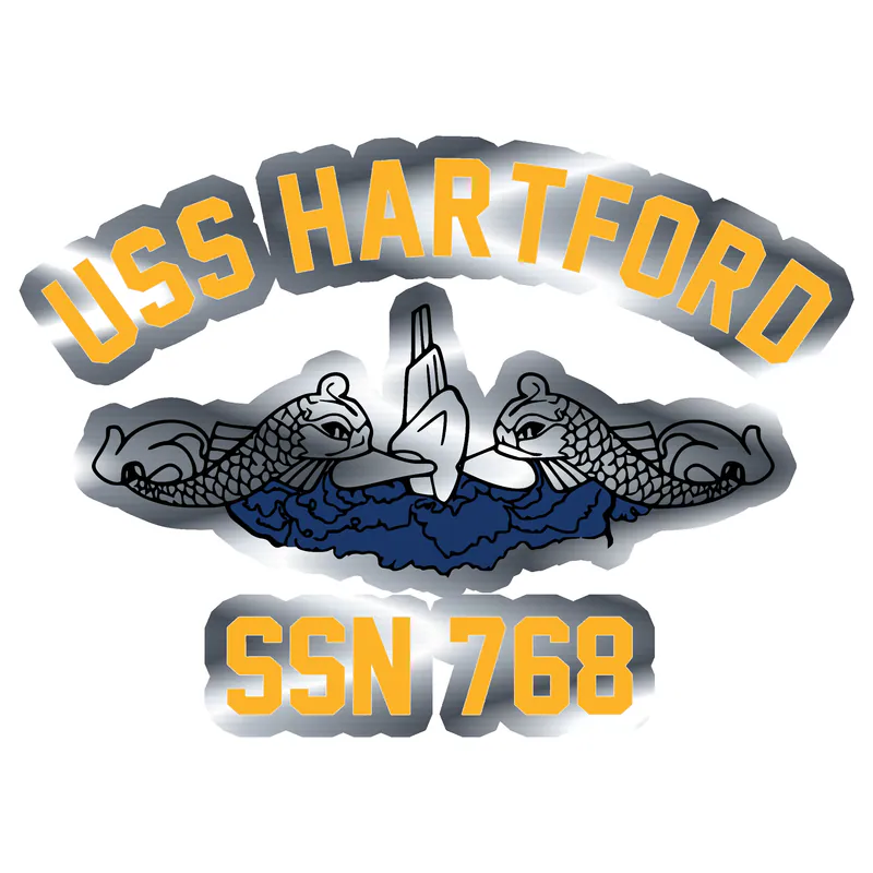 USS Hartford SSN 768 Silver Chrome Vinyl Sticker - Custom Size