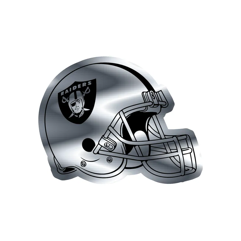 Las Vegas Raiders - Helmet - Silver Chrome Vinyl Sticker - Custom Size