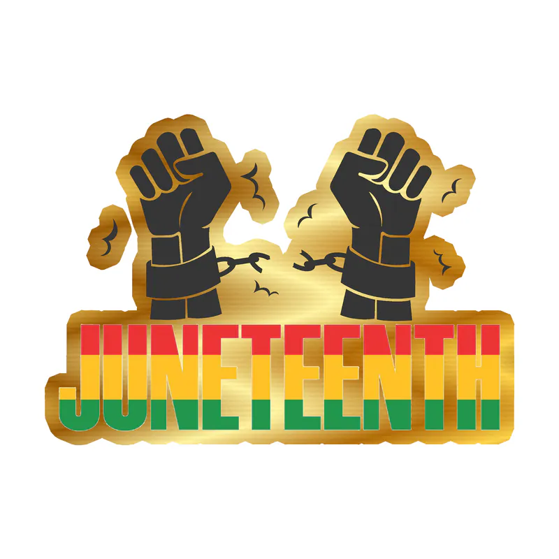 Juneteenth Gold Chrome Vinyl Decals - Custom Size