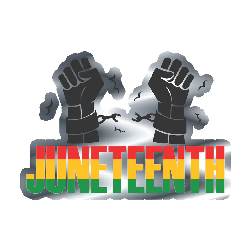 Juneteenth Silver Chrome Vinyl Decals - Custom Size