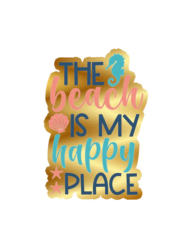 The Beach Is My Happy Place Gold Chrome Vinyl Decal