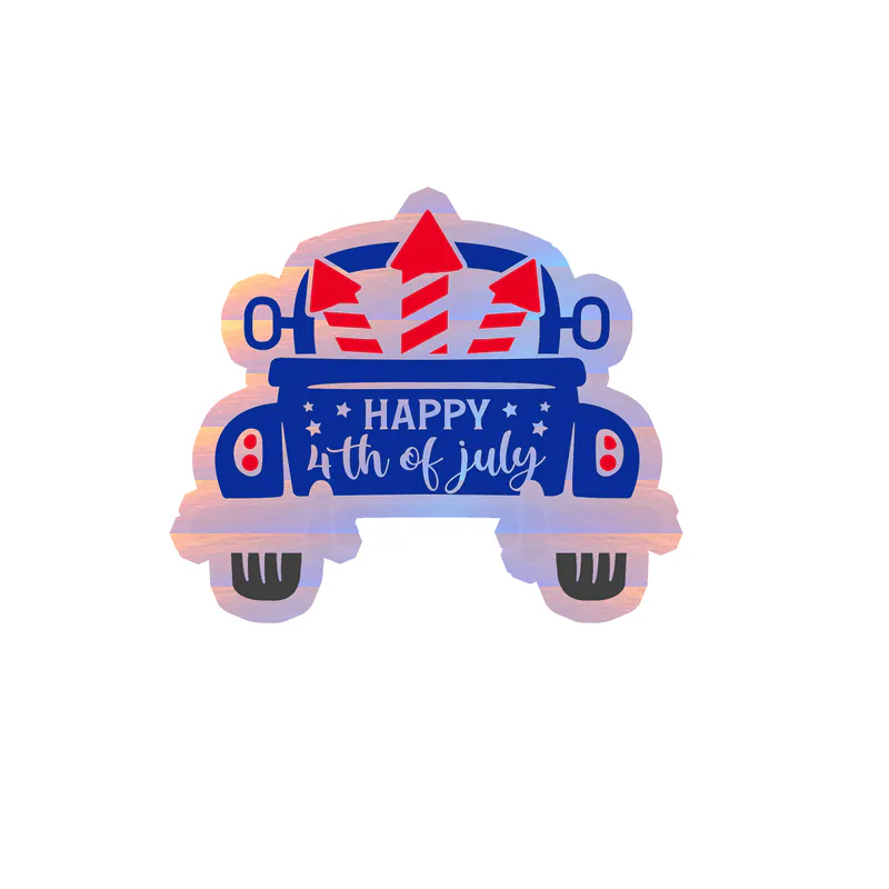 Fourth Of July Holographic Vinyl Sticker - Custom Size