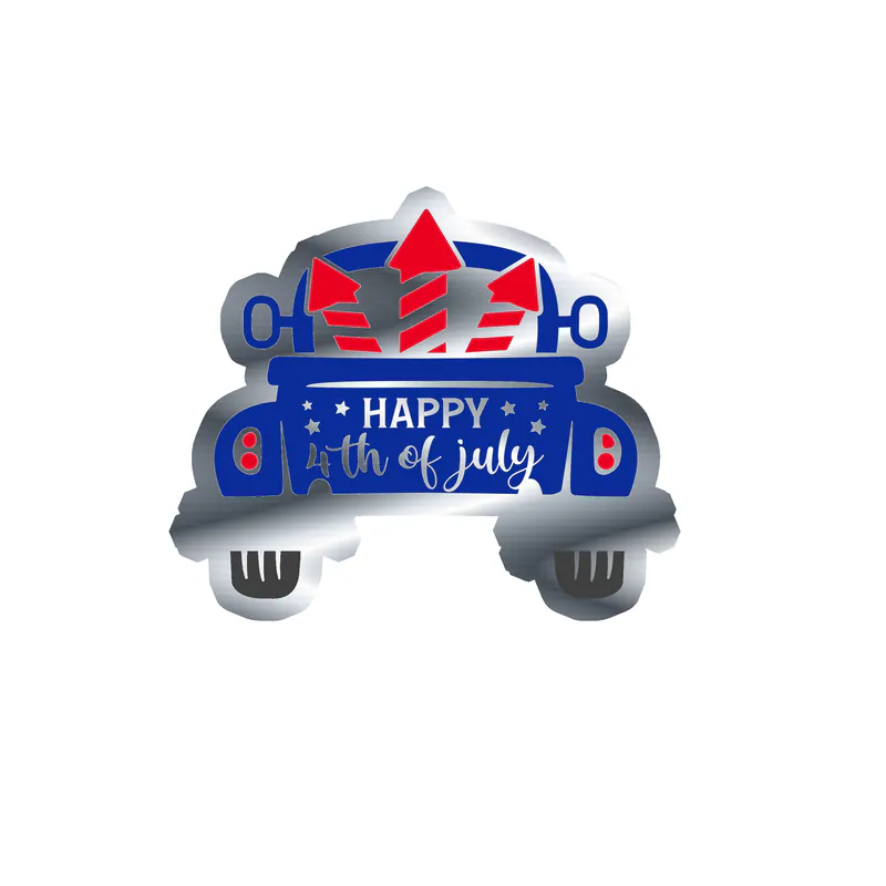 Fourth Of July Silver Chrome Vinyl Sticker - Custom Size