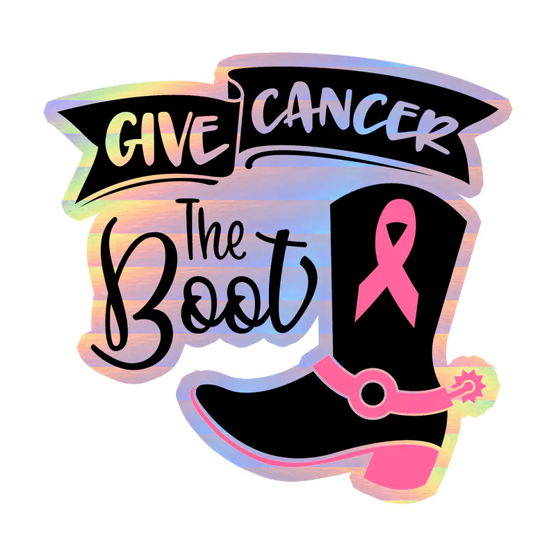 Breast Cancer Awareness Holographic Vinyl Decal - Custom Size