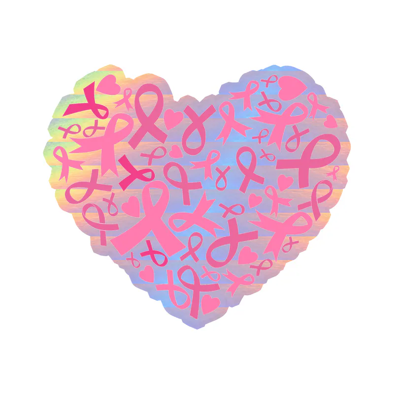 Breast Cancer Awareness Holographic Vinyl Decal - Custom Size