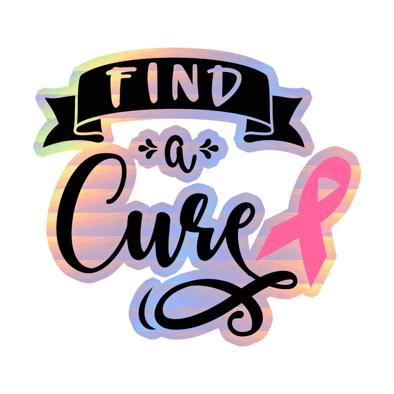 Breast Cancer Awareness Holographic Vinyl Decal - Custom Size