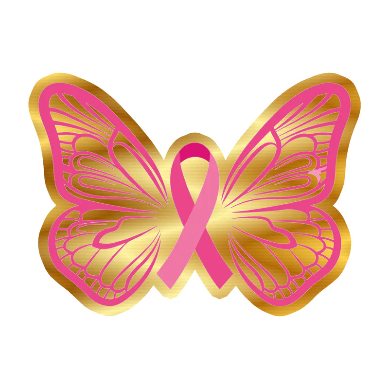 Breast Cancer Awareness Gold Chrome Vinyl Decal - Custom Size