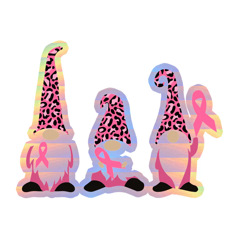 Breast Cancer Awareness Holographic Vinyl Decal - Custom Size