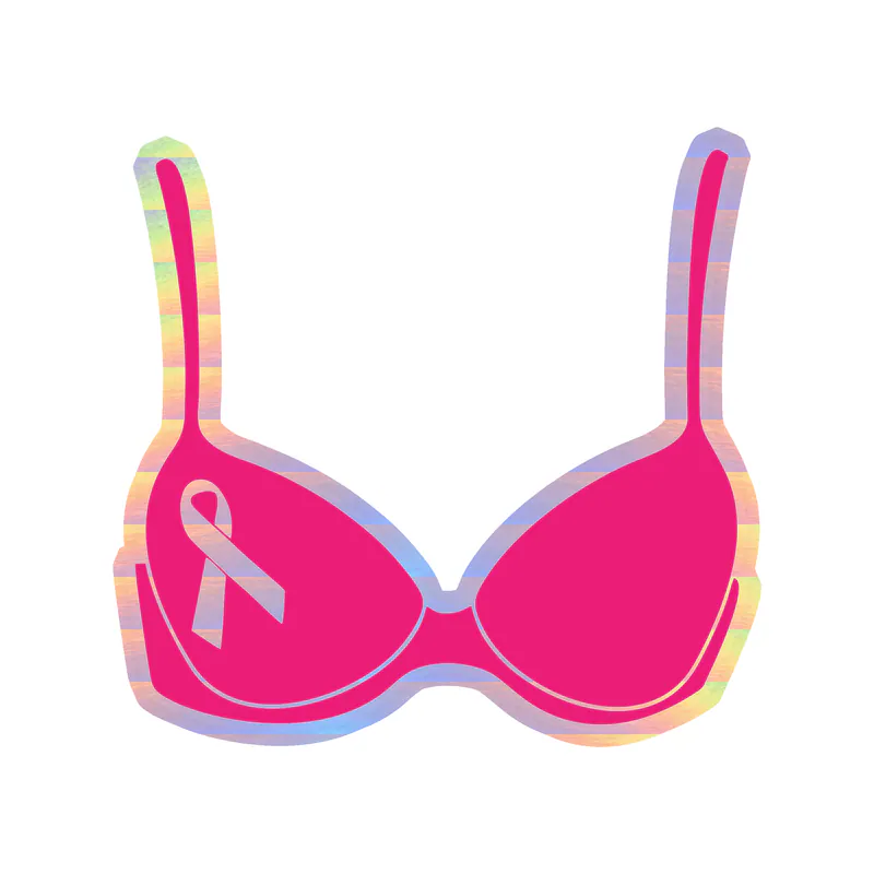 Breast Cancer Awareness Holographic Vinyl Decal - Custom Size