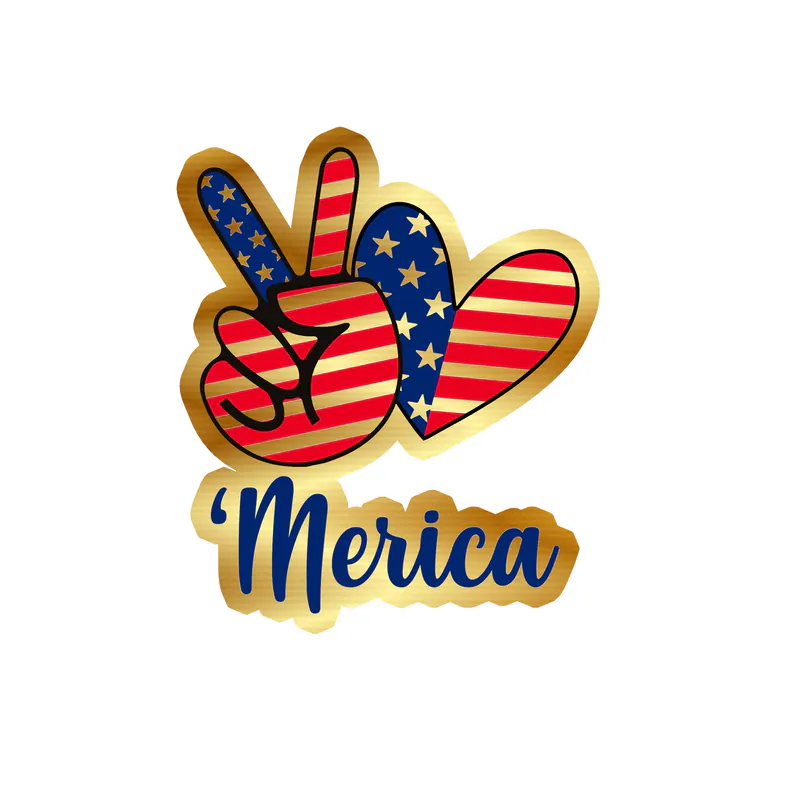Fourth Of July Gold Chrome Vinyl Sticker - Custom Size
