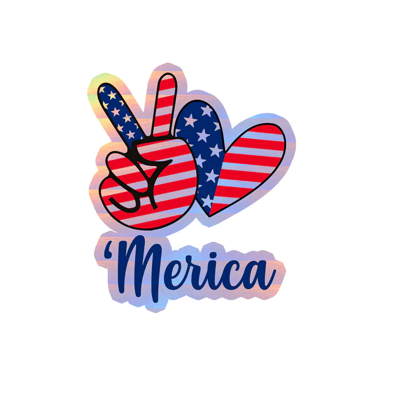 Fourth Of July Holographic Vinyl Sticker - Custom Size