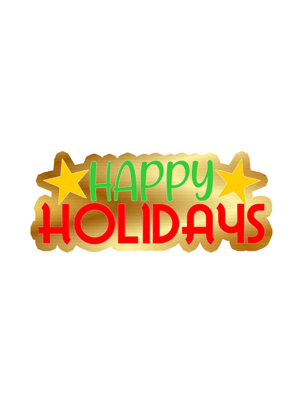Happy Holidays Gold Chrome Vinyl Sticker - Custom Size