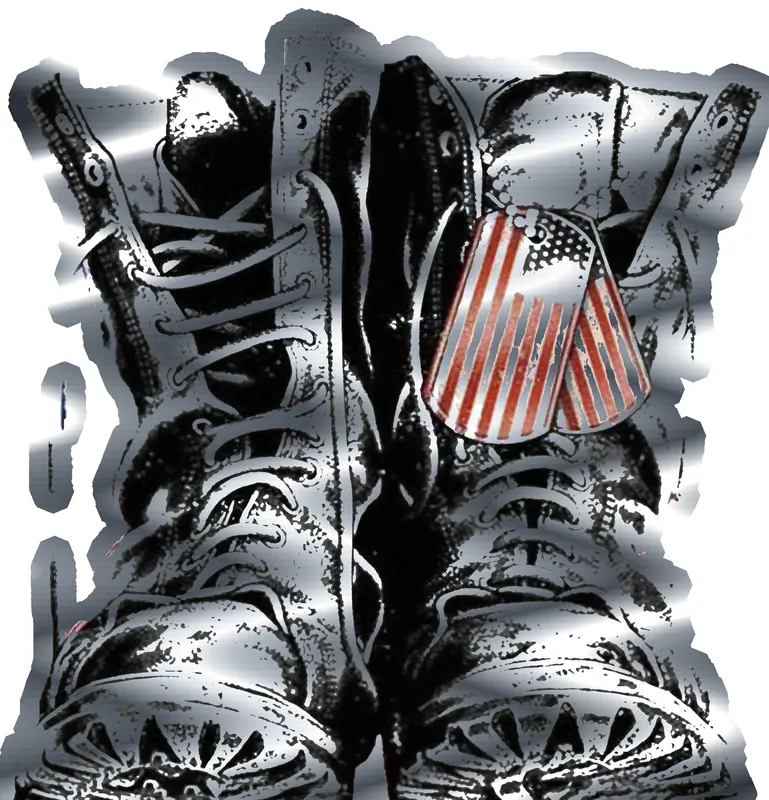 Custom for Chris C - Boots & Dog tags - Silver Chrome Vinyl Sticker - Custom Size