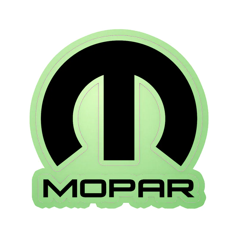 Mopar - Black M With Name - Glow in the Dark Vinyl Decal - Custom Size