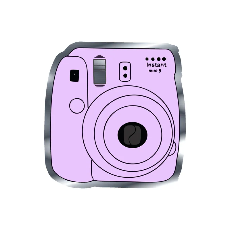 Polaroid Camera Silver Chrome Vinyl Decal - Custom Size