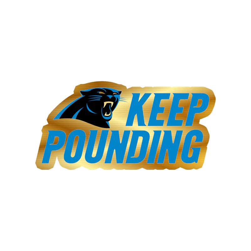 Carolina Panthers Gold Chrome Vinyl Decal - Keep Pounding - Custom Size