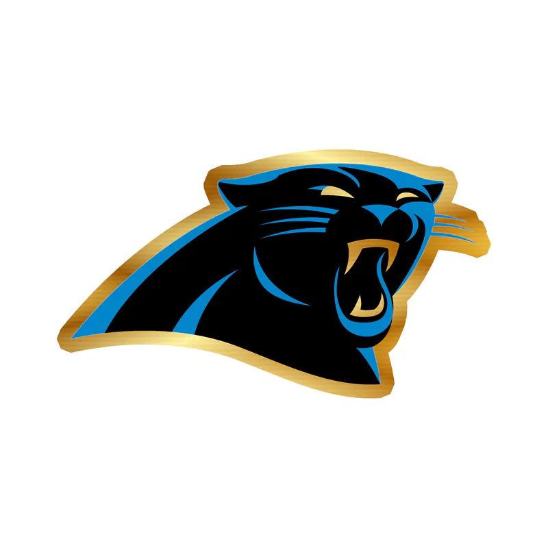 Carolina Panthers Gold Chrome Vinyl Decal - Panther's Head - Custom Size