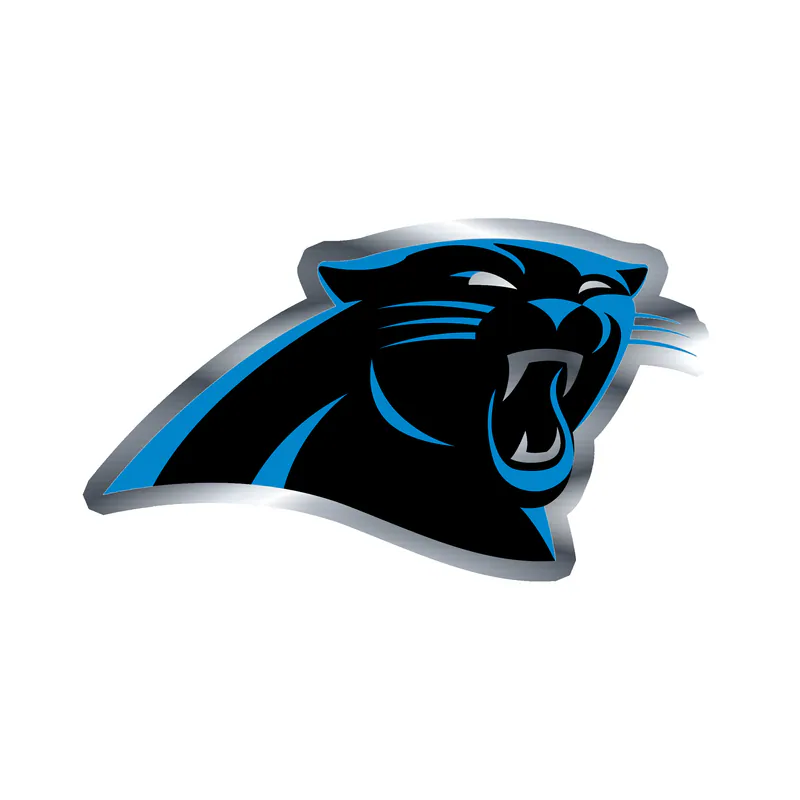 Carolina Panthers Silver Chrome Vinyl Decal - Panther's Head - Custom Size
